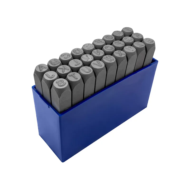 Bokstavpregestempler (A-Z+&) 5 mm i plastetuie (Low stress)