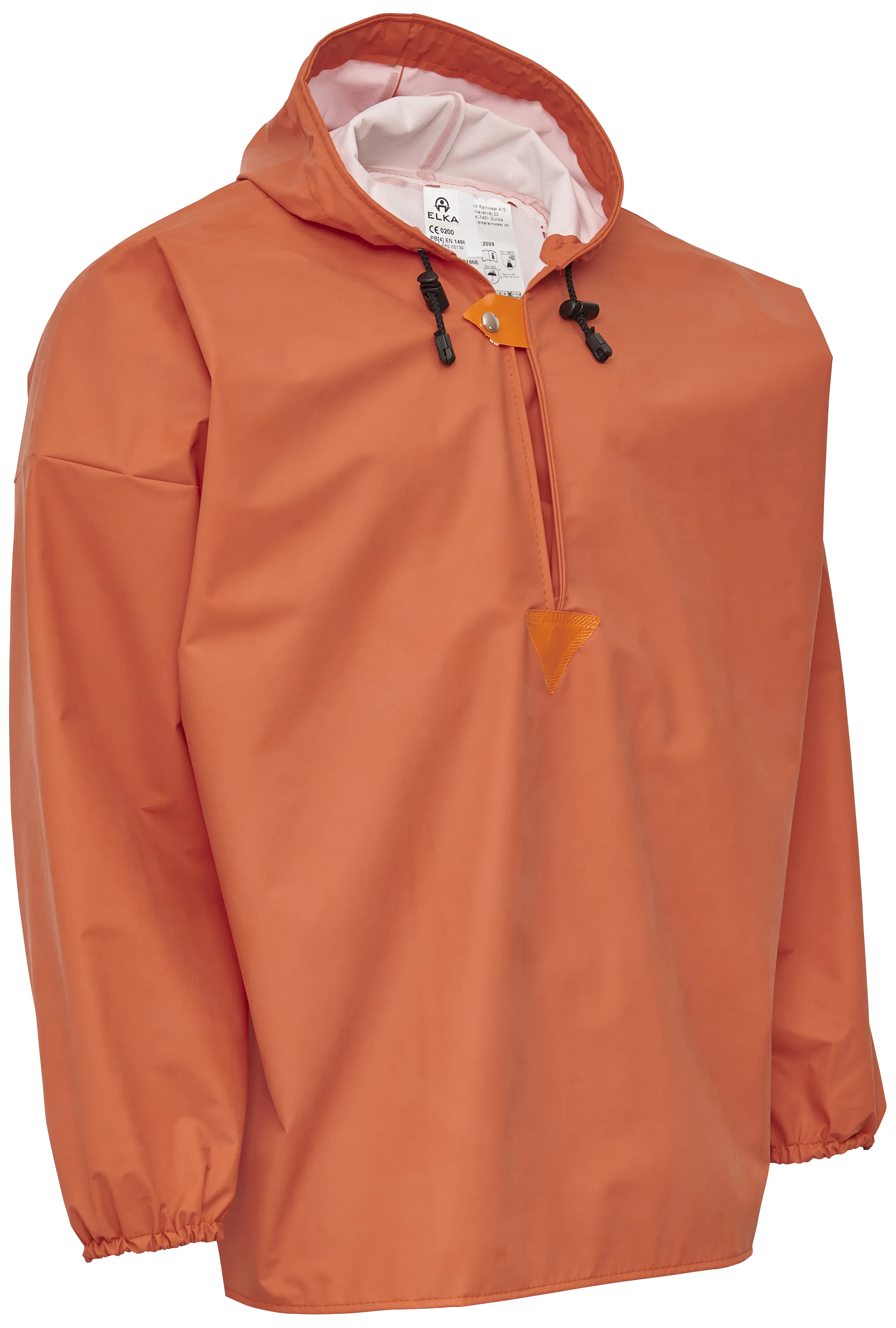 Regn-anorakk m/elastiske mansjetter 077100E oransje str. M