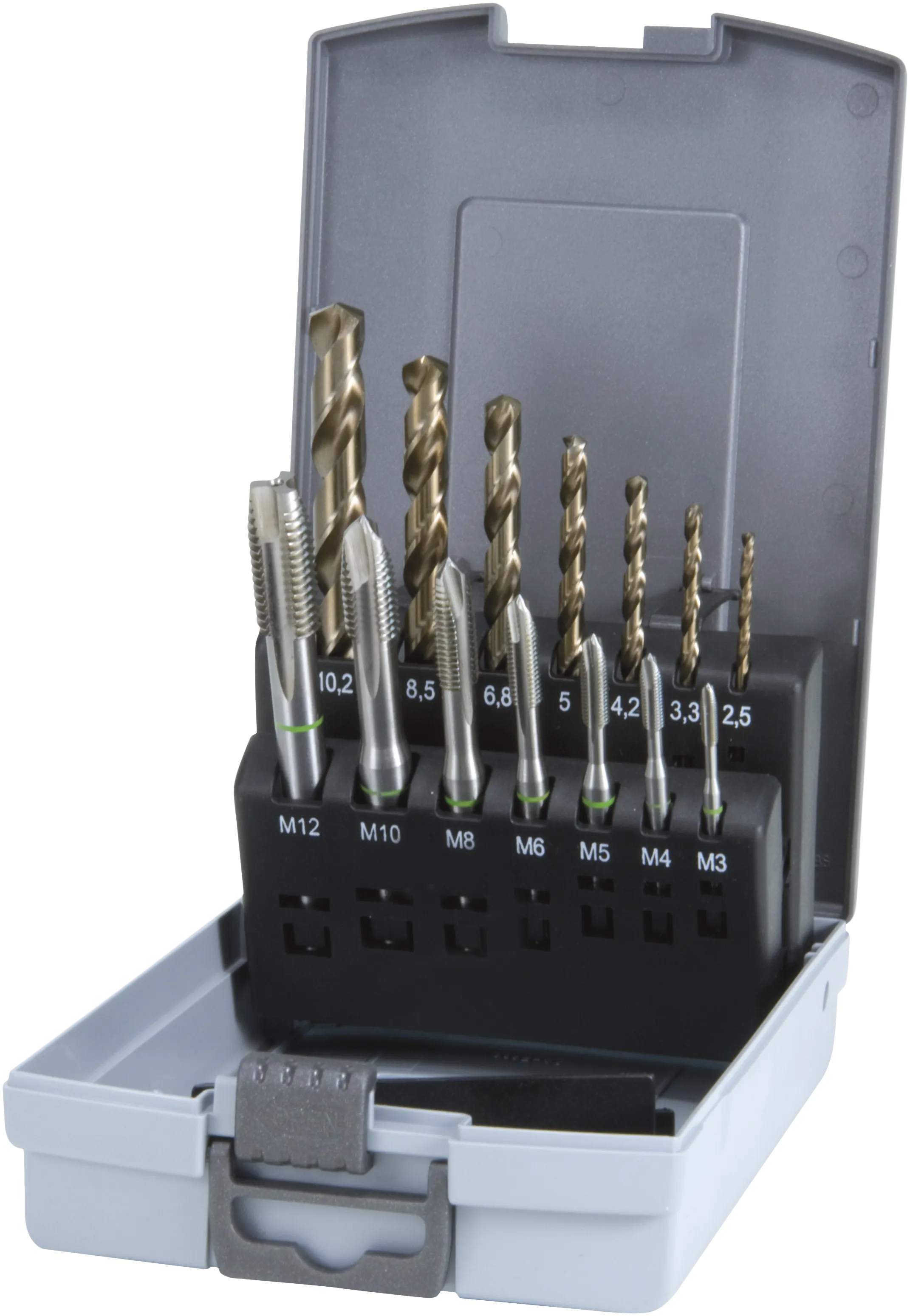 Tapp- og borsett HSS Co5 M3-12 ks.ks.
