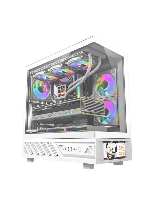 Darkflash DS950V Computer Case with Display + 6 Fans - Kabinett - Hvit