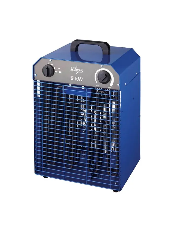 Blue Electric Fan heater 9kW 400V blue