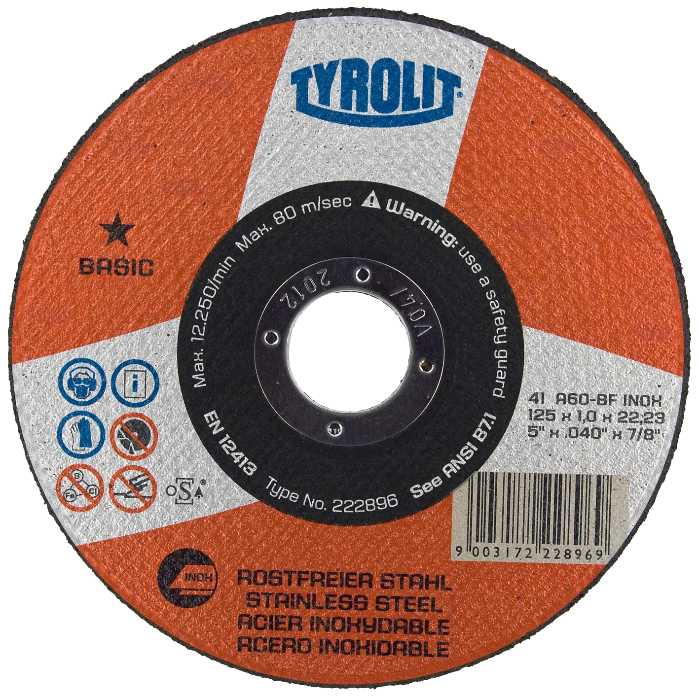 Kutteskive Basic 41C ø125×1 A60-BFinox