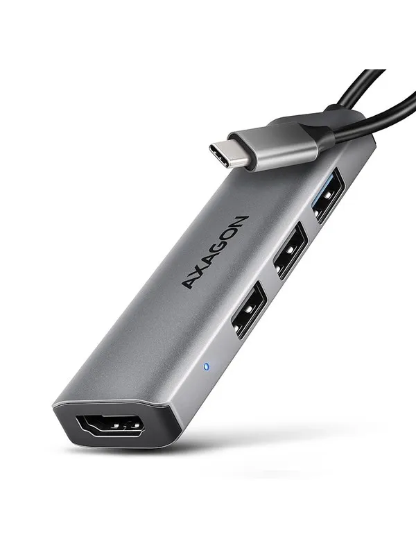 AXAGON Starter 4-in-1 USB-C 5 Gbps Hub with HDMI and 3 USB-A USB-hub - USB 3.2 - 4 porter - Sølv
