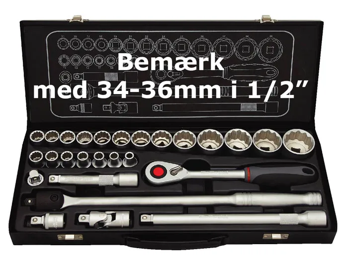 BATO Topnøkkelsett 1/2" 12kt. 8-36mm. 27 deler.