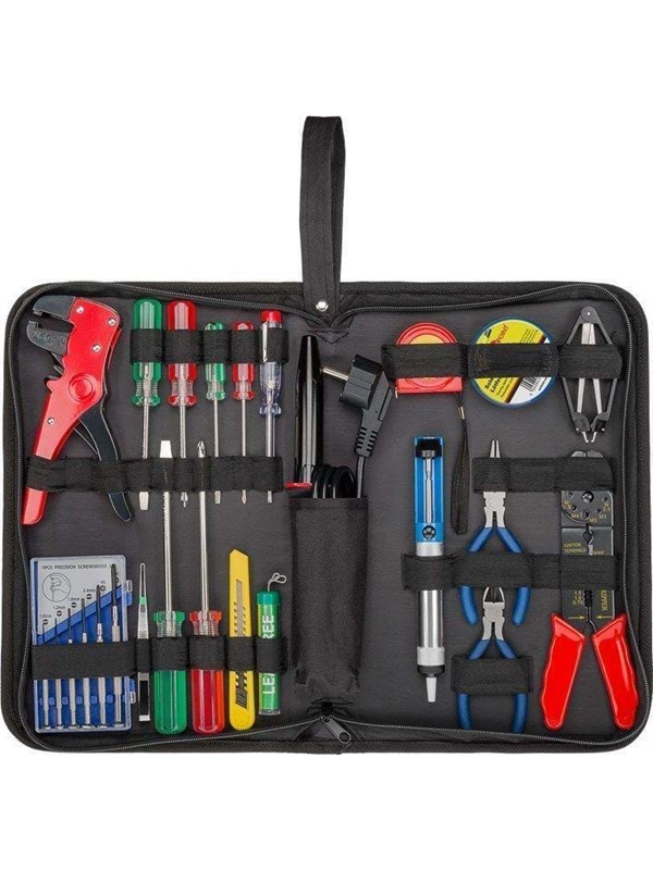 Fixpoint Tool bag with soldering set - 20-piece tool set in