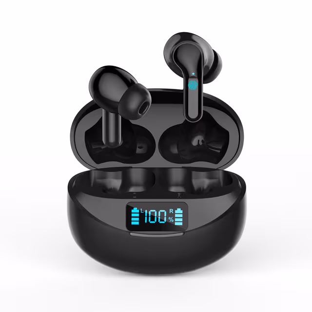 Bluetooth-øreplugger, trådløse og IPX5 vanntette Sort