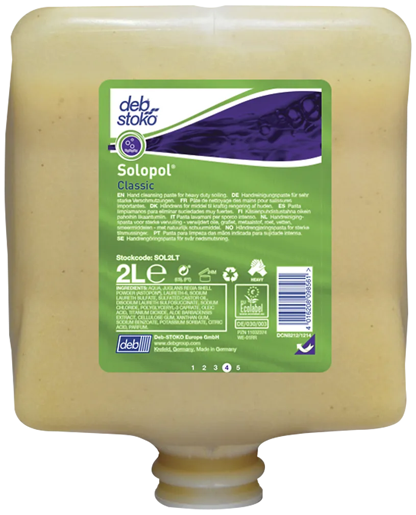 Deb håndrens Solopol Classic med parfyme, 4×2 liter.
