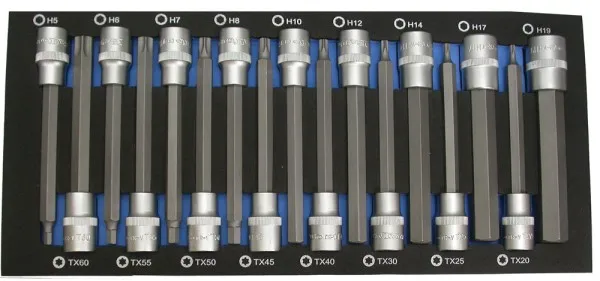 BATO Stiftnøkkelsett 1/2" lang. 6kt. 5-19mm. Torx 20-60. EVA 1/3.