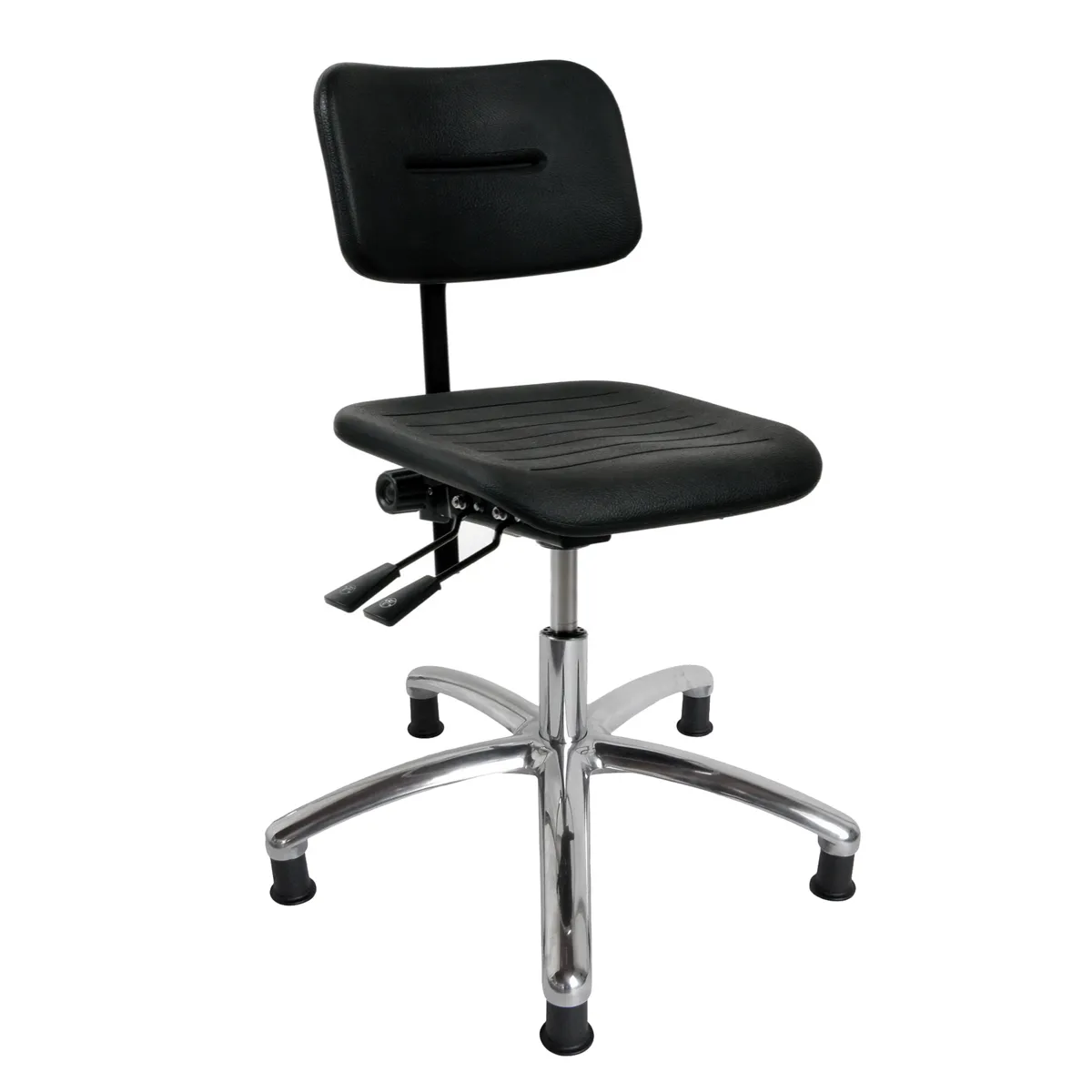 DYNAMO arbeidsstol med sete/rygg i PU-skum, glidesko og justering av sete- og rygg (600-860 mm)