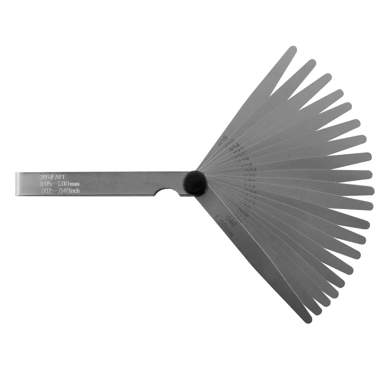 Målblader 0,05-0,50 mm (8 blader) 100 mm (INOX) med sylindrisk avrunding og 13 mm bredde