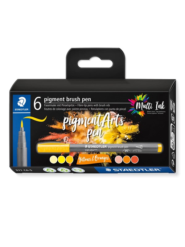 Staedtler pigment brush pen Yellows&Oran 6pcs