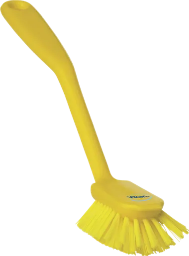 Vikan Opvaskebørste m/skrabekant, 280 mm, Medium, Gul