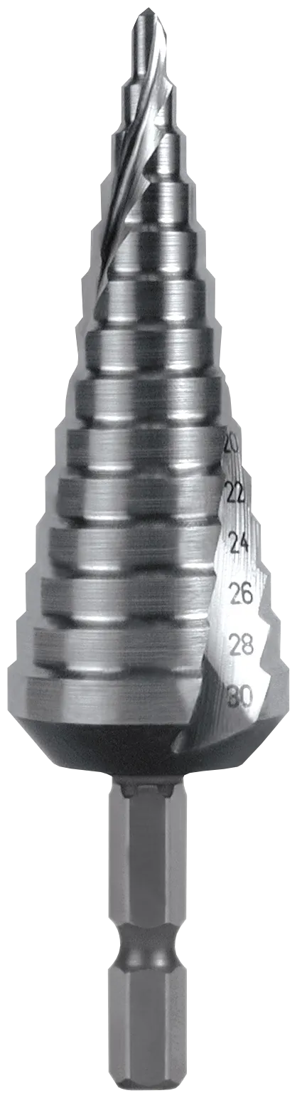 Trappebor HSS 1/4" 6kt. bit-skaft 2H 4,0-30,0mm