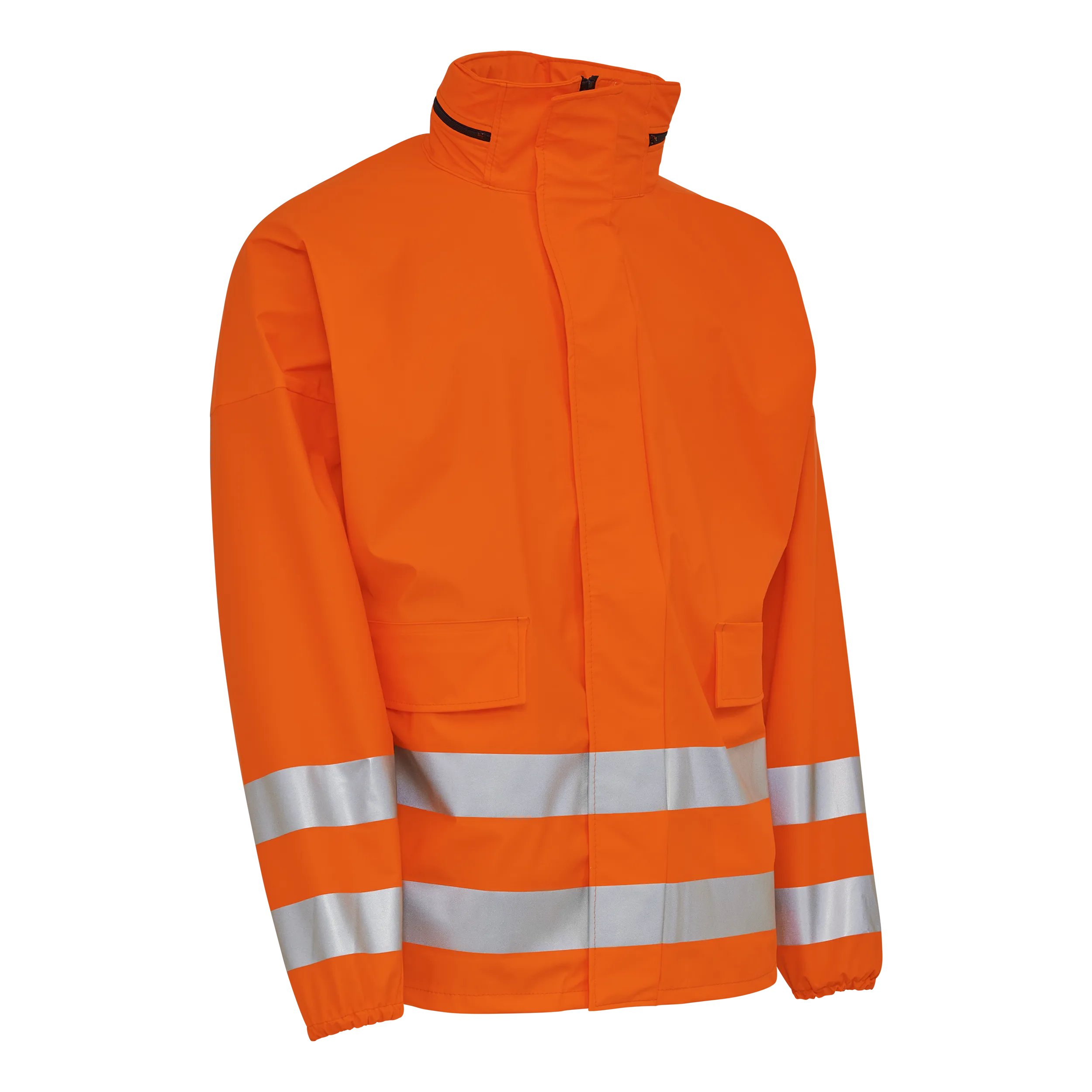 PU synlig regnjakke - Fl. oransje - S