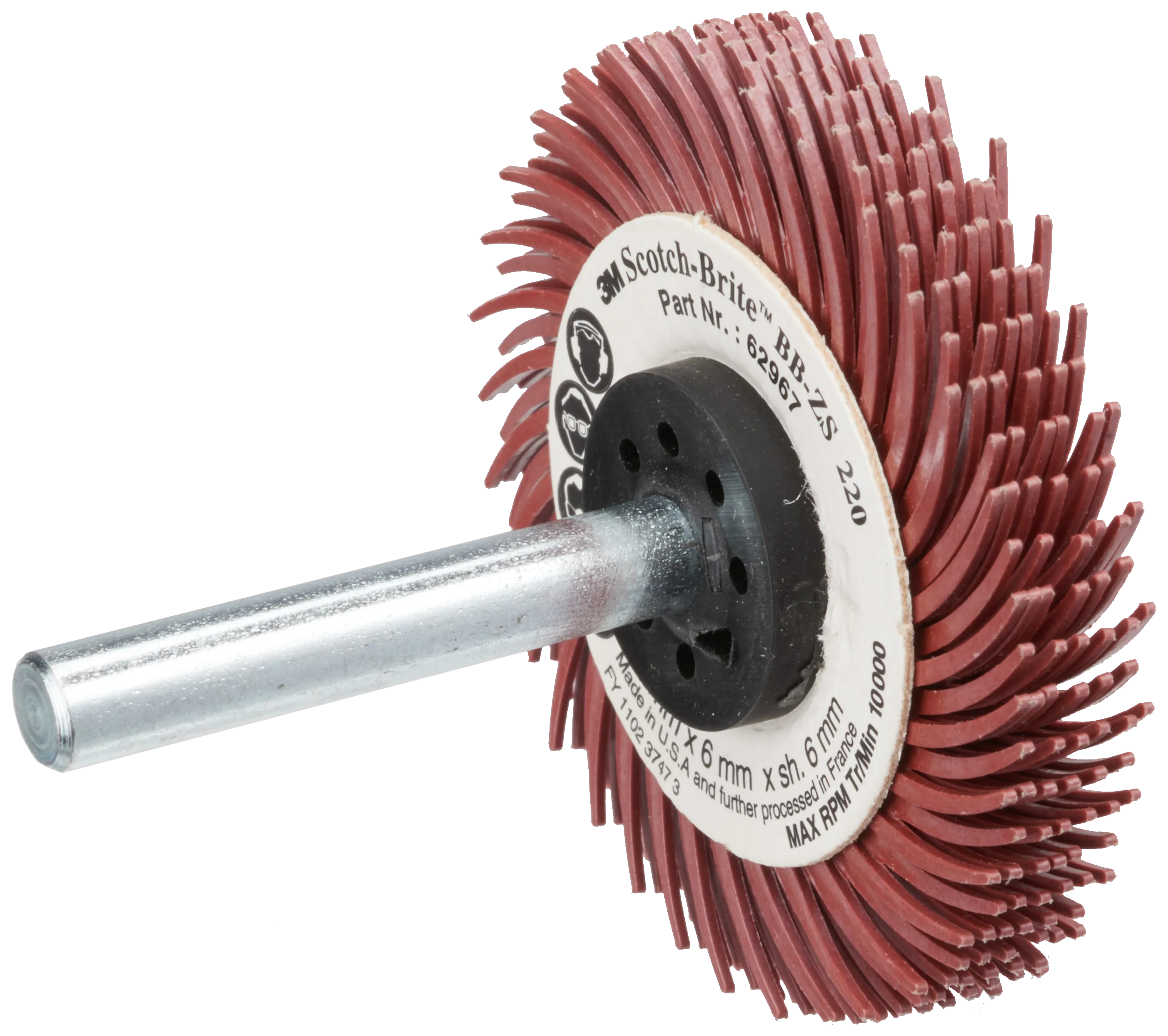 Bristle radialbørste BB-ZS P220 rød 50mm 6mm skaft