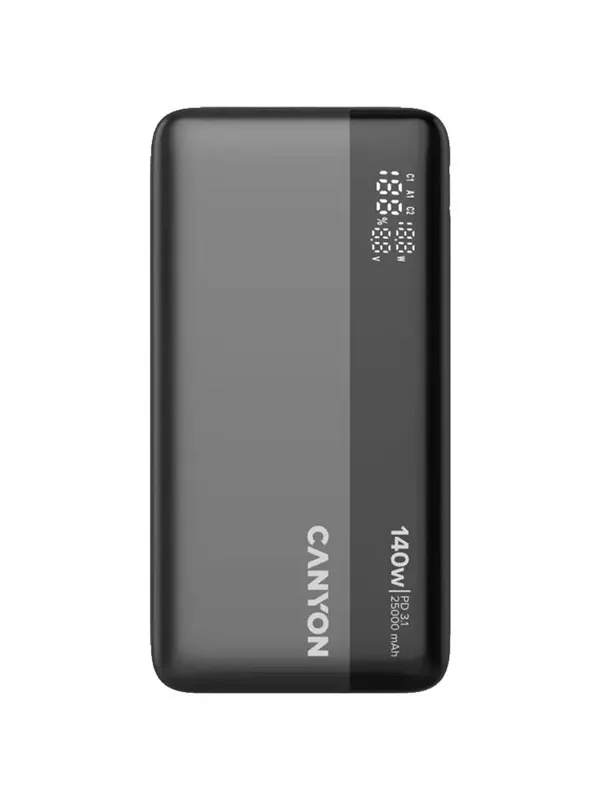 Canyon OnPower 240 Powerbank 25.000 mAh 140W, Mørk - 25000 mAh