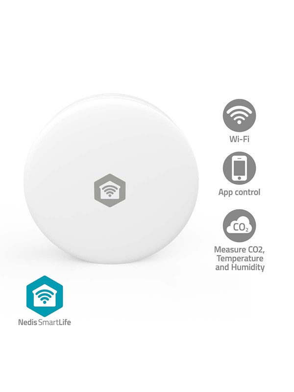 Nedis SmartLife Air Quality Monitor Wi-Fi Humidity / Carbon Dioxide (CO2) White