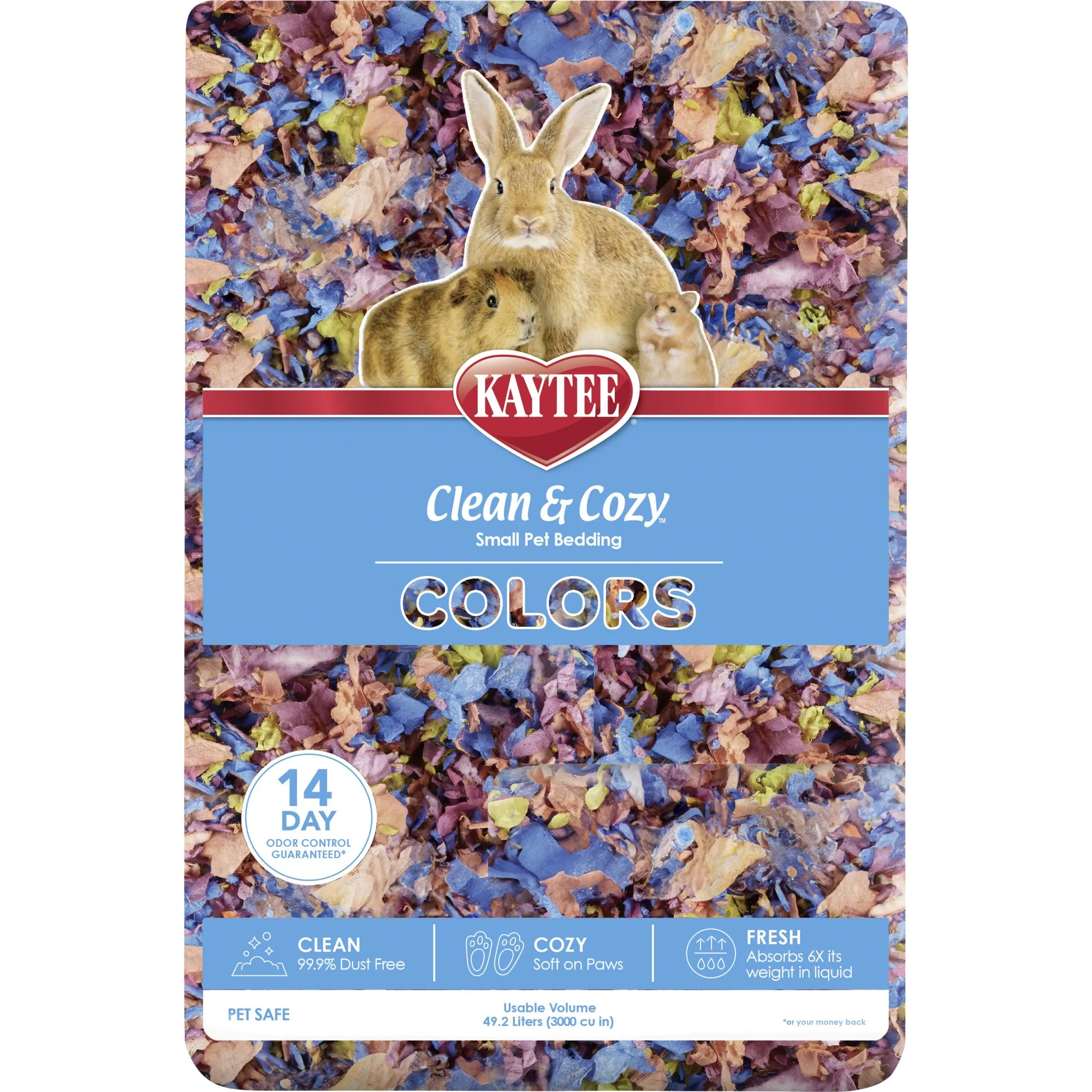 Kaytee Papirstrø til smådyr  -  Clean & Cozy Colors Kaleidoscope - 49.2 liter