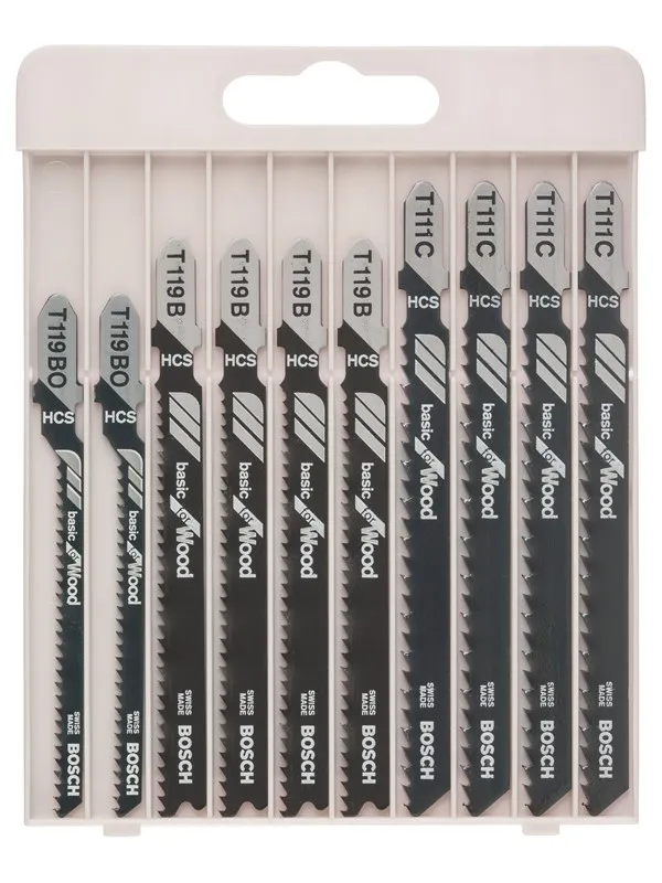 Bosch 10-delers stikksagbladsett Basic for Wood T 119 BO (2x); T 119 B (4x); T 111 C (4x)