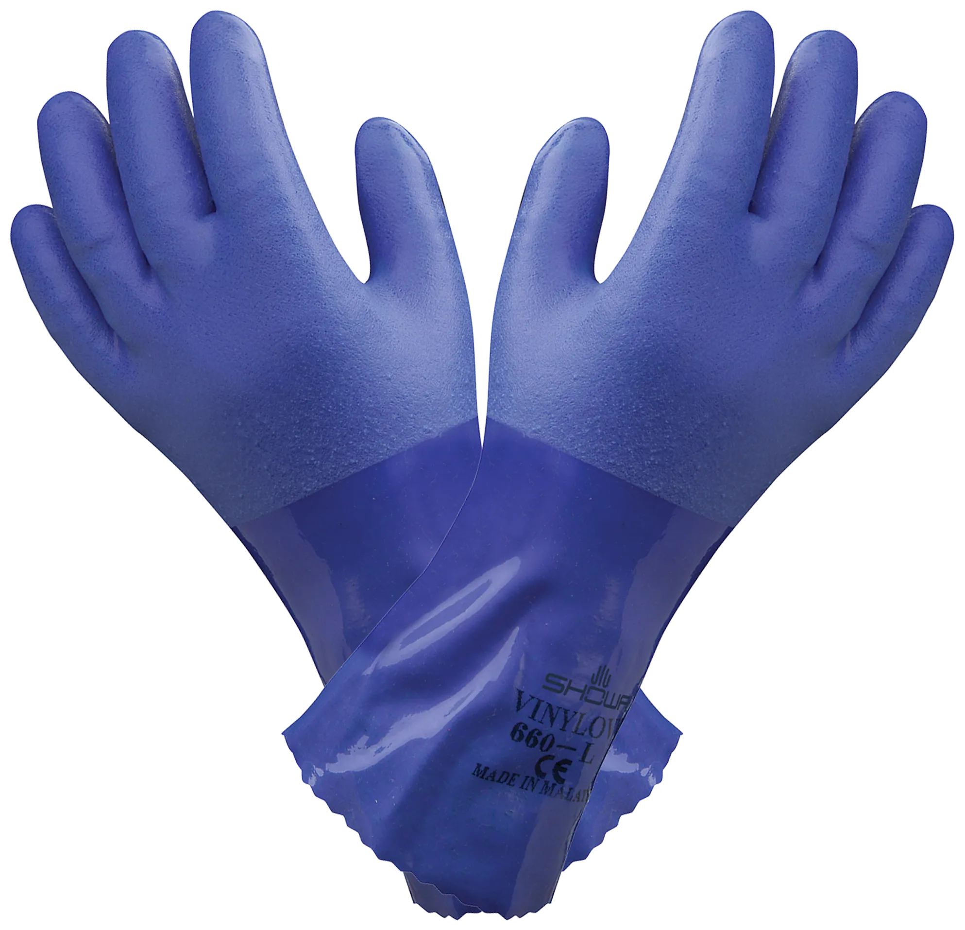 Showa PVC-hanske oljebestandig blå hel-dyppet 660-9