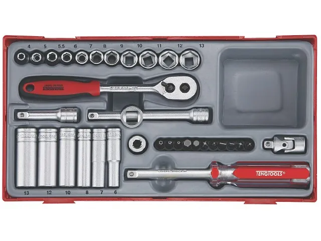 Toppskrallesett Teng Tools med 1/4" fattning TT1435 - 35 deler