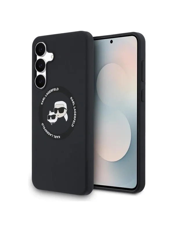 Karl Lagerfeld Silicone Karl & Choupette Heads MagSafe Case for Samsung Galaxy S25 FE - Black