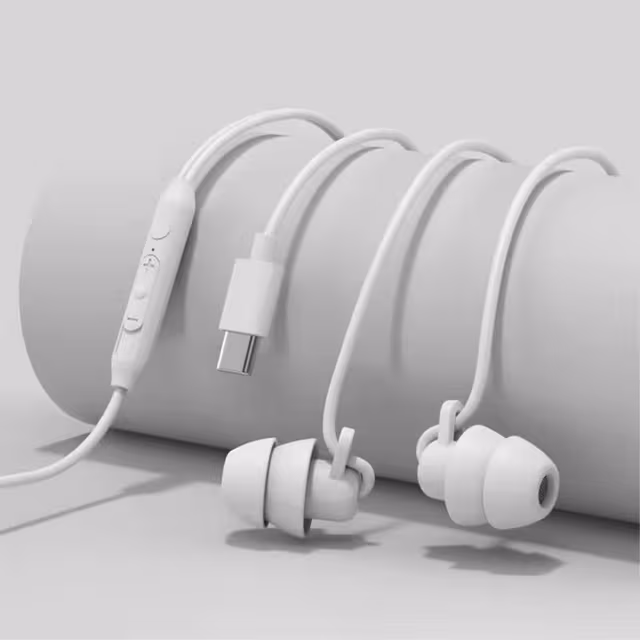 USB - C Headset In - Ear Hodetelefoner Søvnlydisolering - Hvit