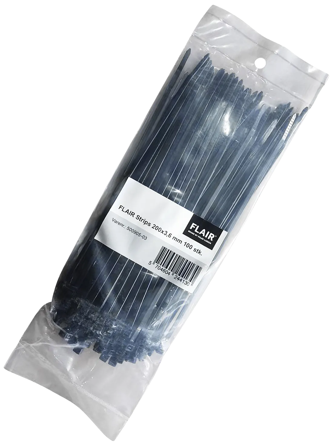 Flair kabelstrips 200×3,6mm sorte, 100stk