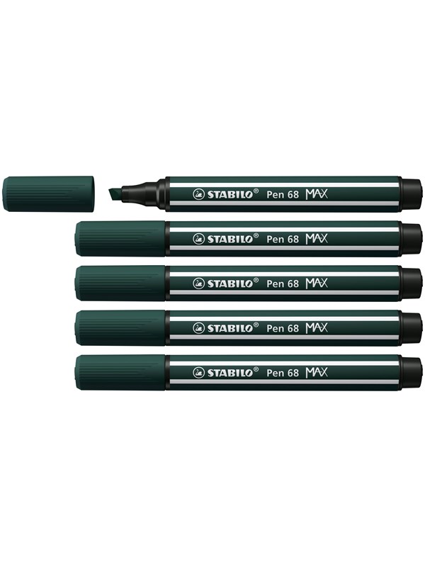 STABILO Pen 68 MAX - Fibre-tip Pen with Thick Chisel Tip - Earth Green