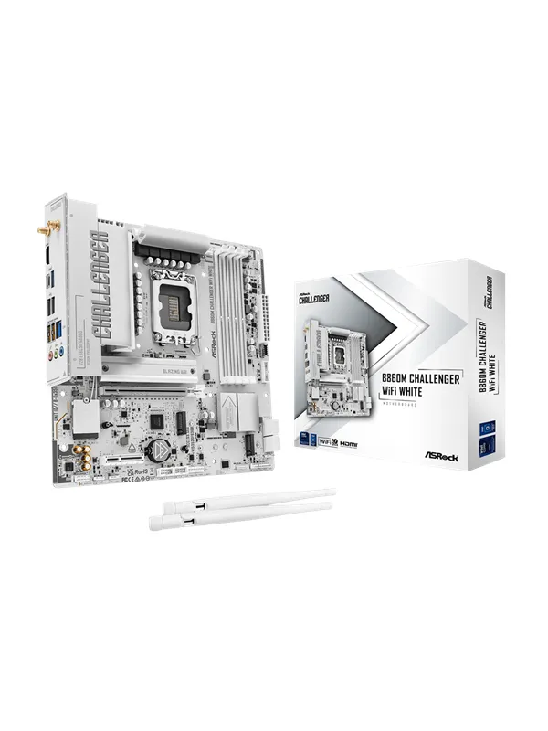 ASRock B860M Challenger WiFi White Hovedkort - Intel B860 - Intel LGA1851 - DDR5 RAM - Micro-ATX