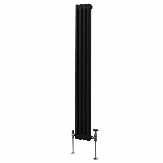 Tradisjonell Vertikal 2-søylet Radiator - 1800x 202mm - Svart
