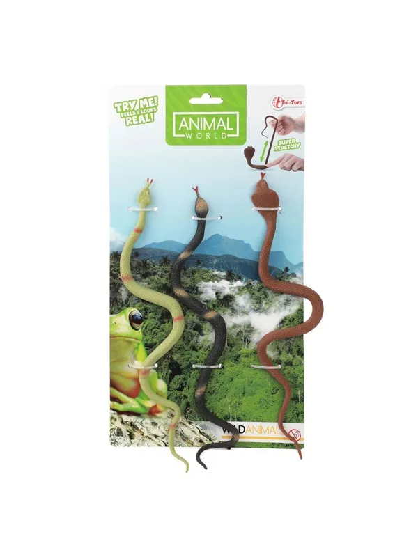 Toi-Toys Lifelike Snakes Stretchable 3pcs.