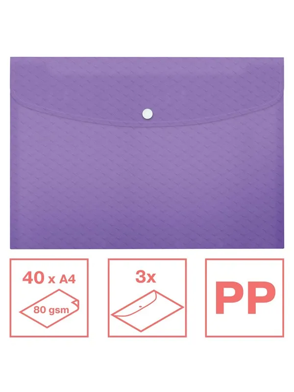 Esselte  Colour'Breeze A4 Document Wallet PP Pack of 3 Lavender