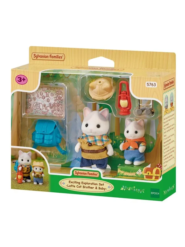 Sylvanian Families Spennende utforskingssett - Latte Cat Brother & Baby