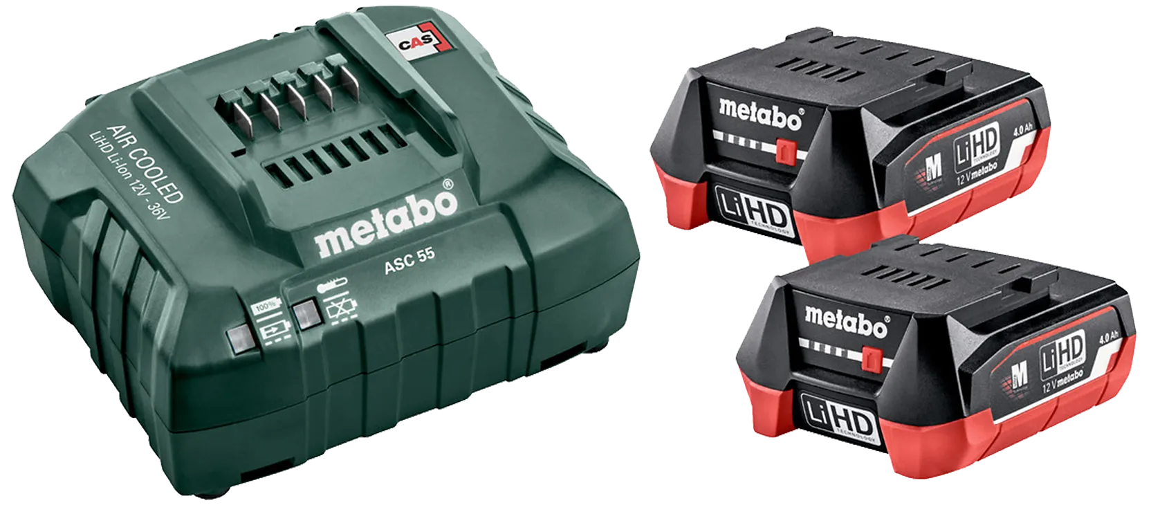 Batterisett med 2×12V/4,0Ah LiHD + lader ACS 55