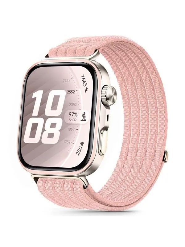 Tech-Protect Nylon Strap on Huawei Watch Fit 3 / 4 / 4 Pro / 5 / 5 Pro - Pink