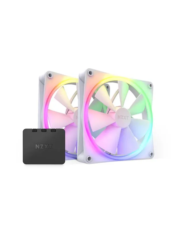 NZXT F140 RGB 2-pack & RGB Controller - White - Kabinettvifte - 140mm - Hvit med RGB-lys - 33 dBA