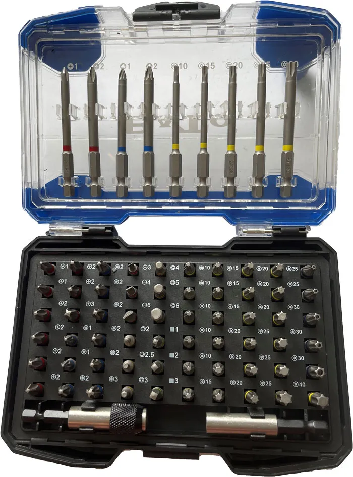 BATO 1/4" Bitssett fargering 71 deler med lange og korte bits.