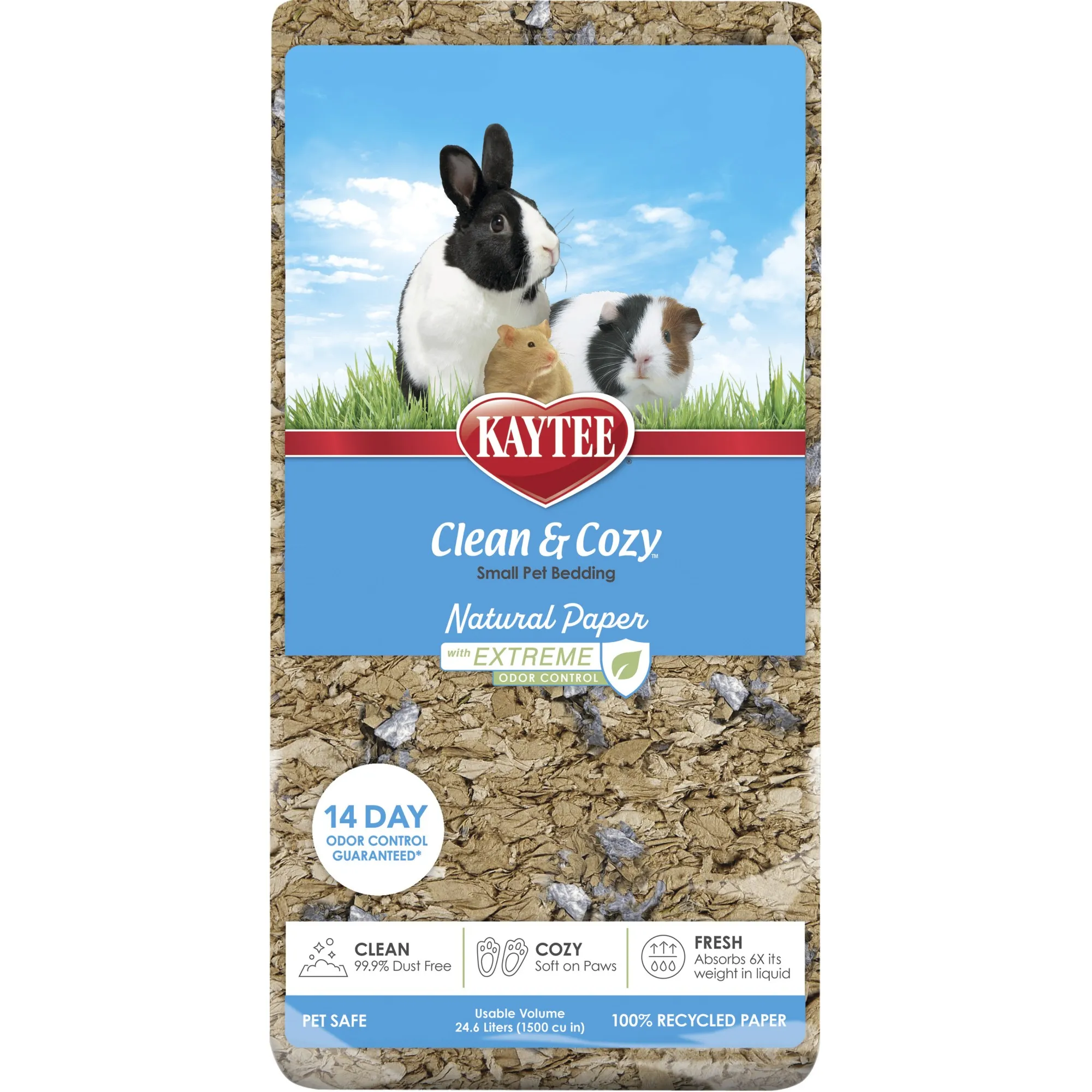 Kaytee Clean & Cozy Natural Paper Extreme Odor Control  -  papirstrø til smådyr - 24.6 liter