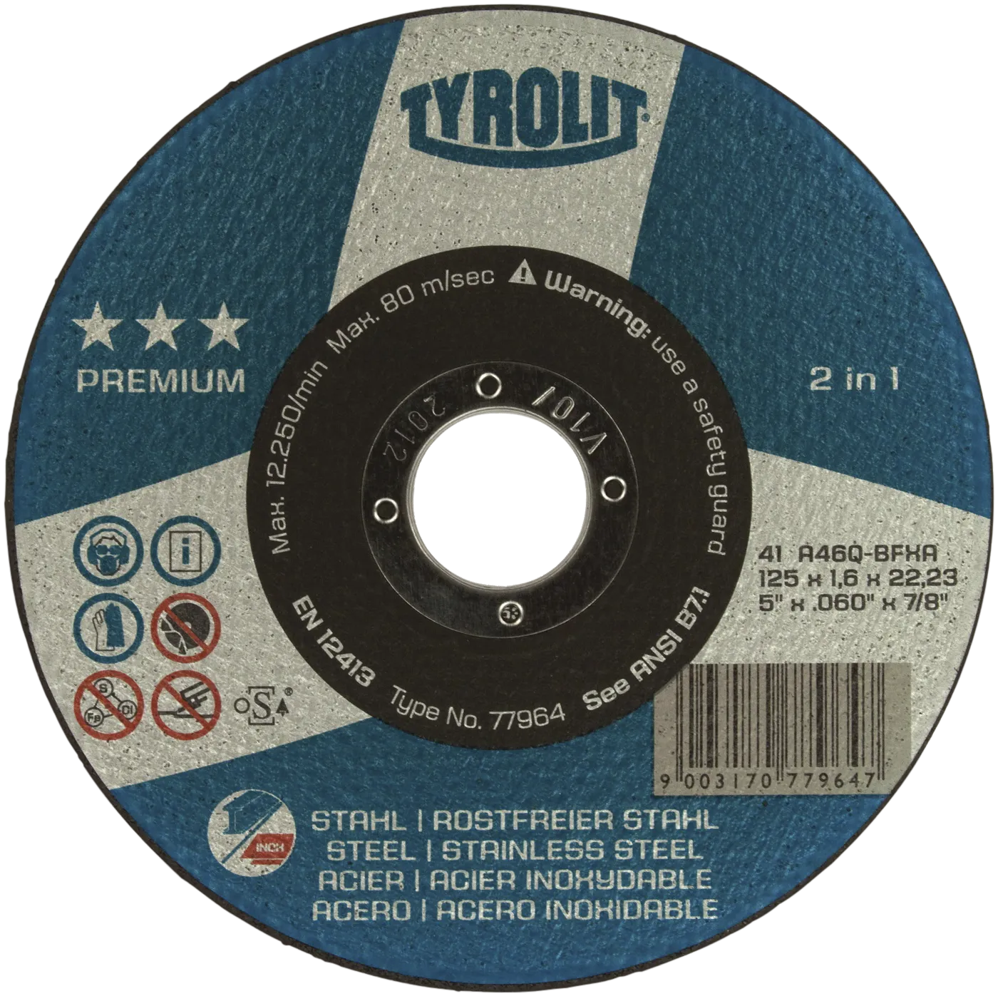 Kutteskive Premium 41F ø125×1,6×22,23 A46Q-BFXA