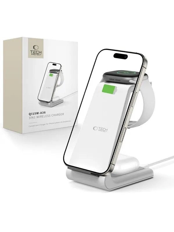 Tech-Protect  QI15W-A36 3in1 Charging Station for Apple - White