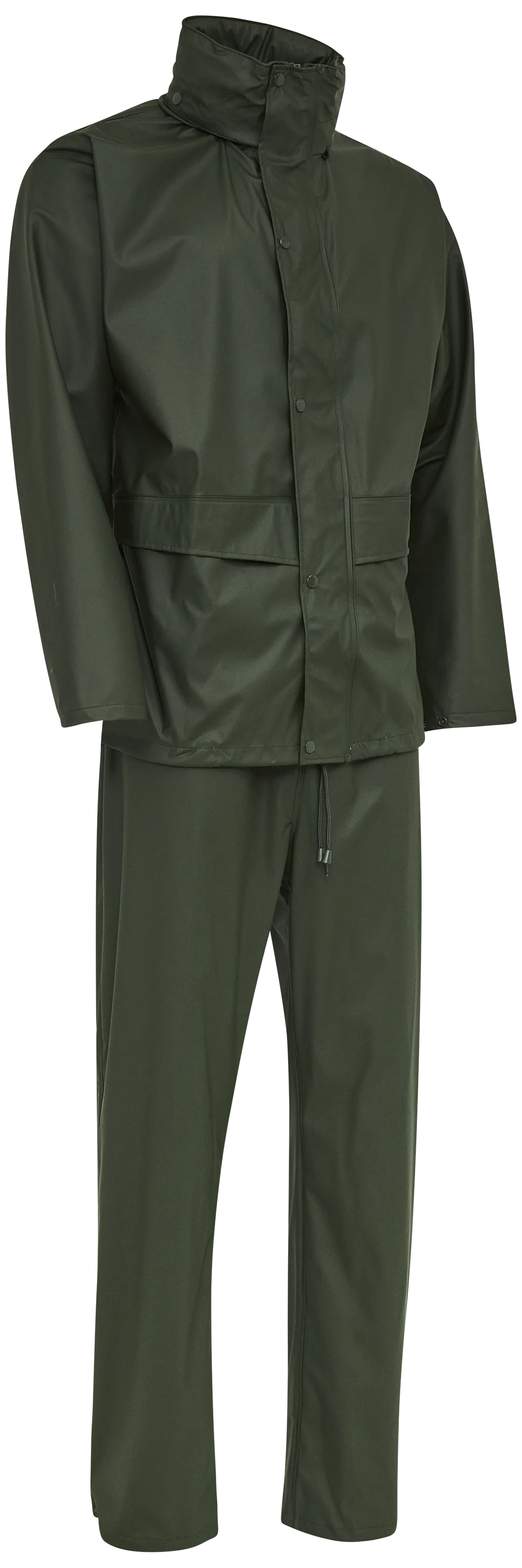 Regnsett jakke/bukser med høy midje PU 0163124 oliven str. S