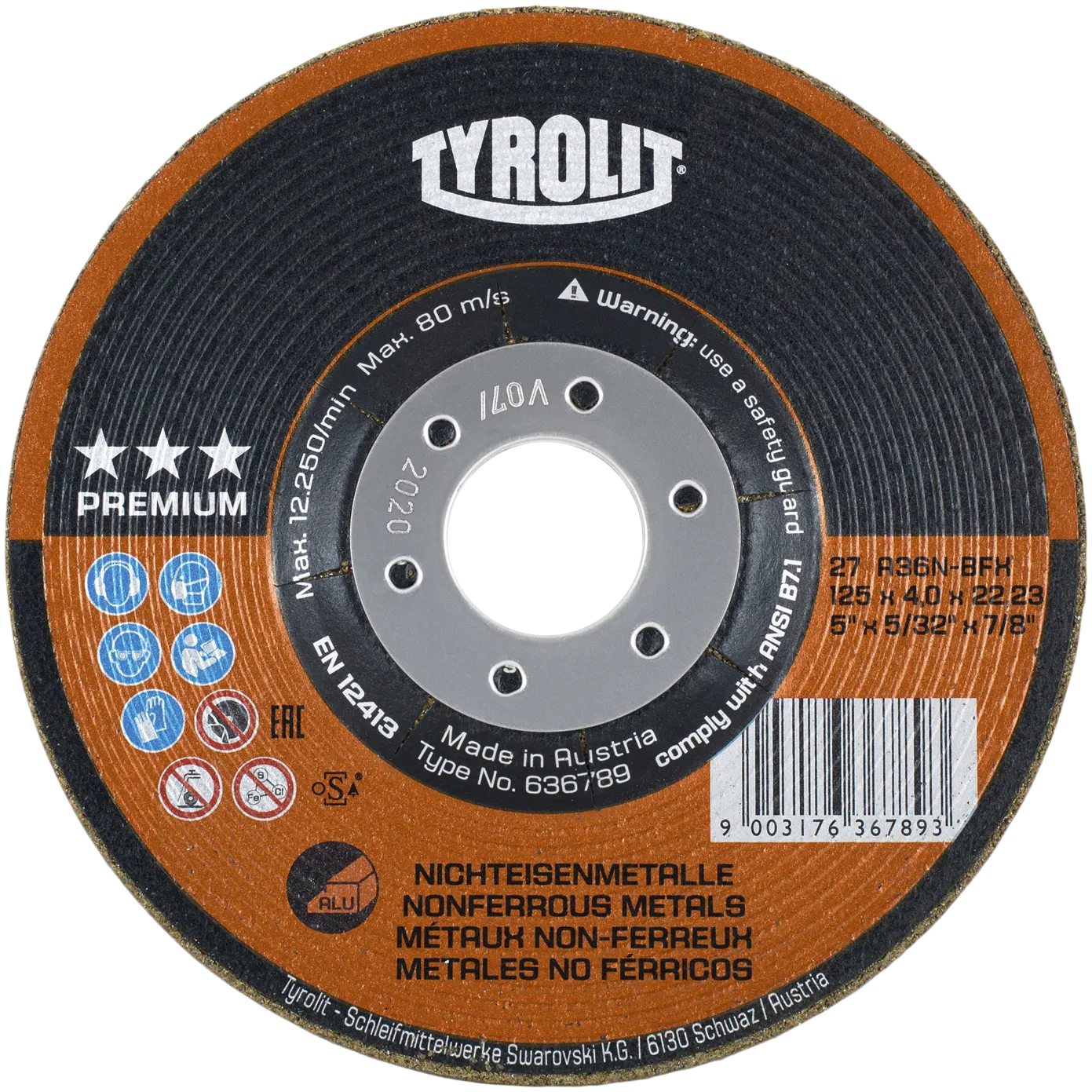 Skrubbskive Premium 27E ø125×4 A36N-BFX