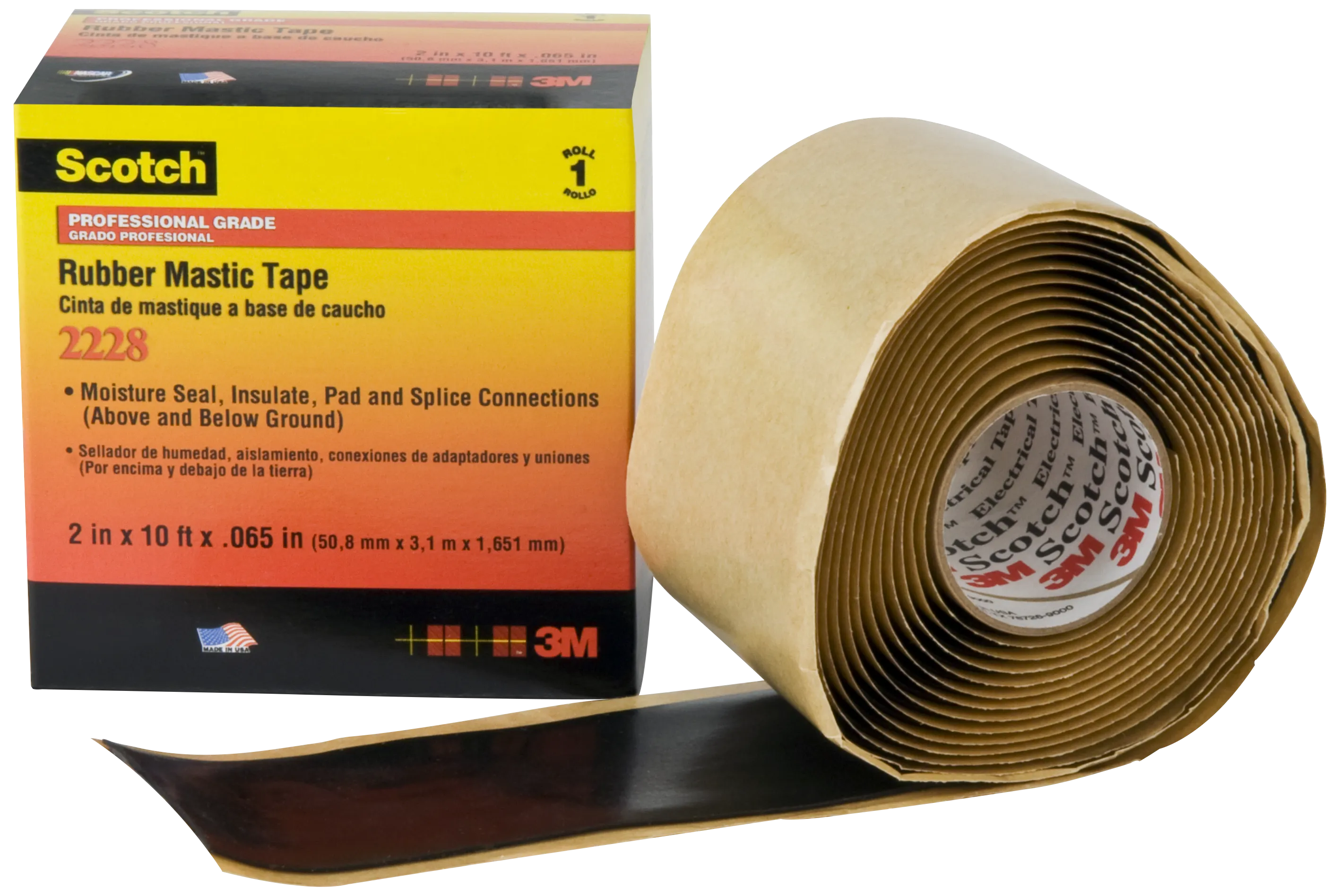 Mastiktape 2228 m/gummiryg 50mm×3m sort