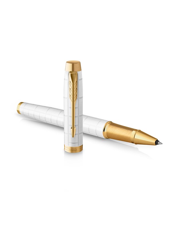 Parker IM Rollerball Pen | Premium Pearl Lacquer with Gold Trim | Fine Point with Black Ink Refill | Gift Box