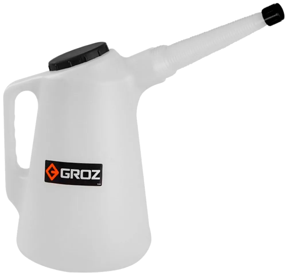 Groz oliemål m/flextud, HD-PE 5 ltr