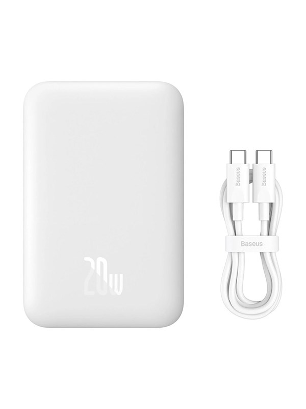 Baseus Magnetic Mini Air PPCXM06A 6000mAh 20W Power Bank with Simple Series USB-C Cable - White Nødlader - Hvit - 6000 mAh
