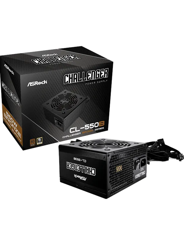 ASRock CL-550B Strømforsyning (PSU) - 550 Watt - 120 mm - ATX 3.1 - 80 Plus Ja