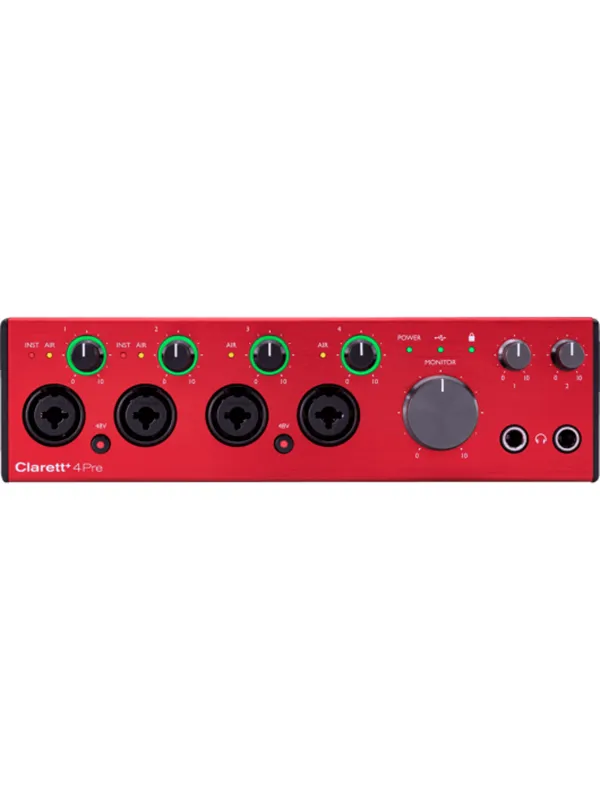 Focusrite Clarett+ 4Pre - 18 in / 8 out USB-C audio interface with analog air-circuit