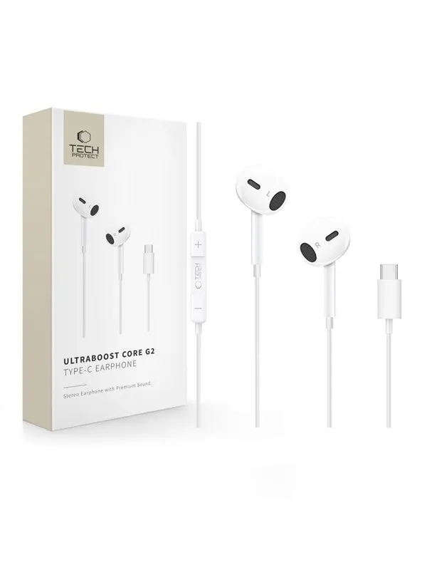 Tech-Protect Ultraboost Core G2 USB-C Headphones - White